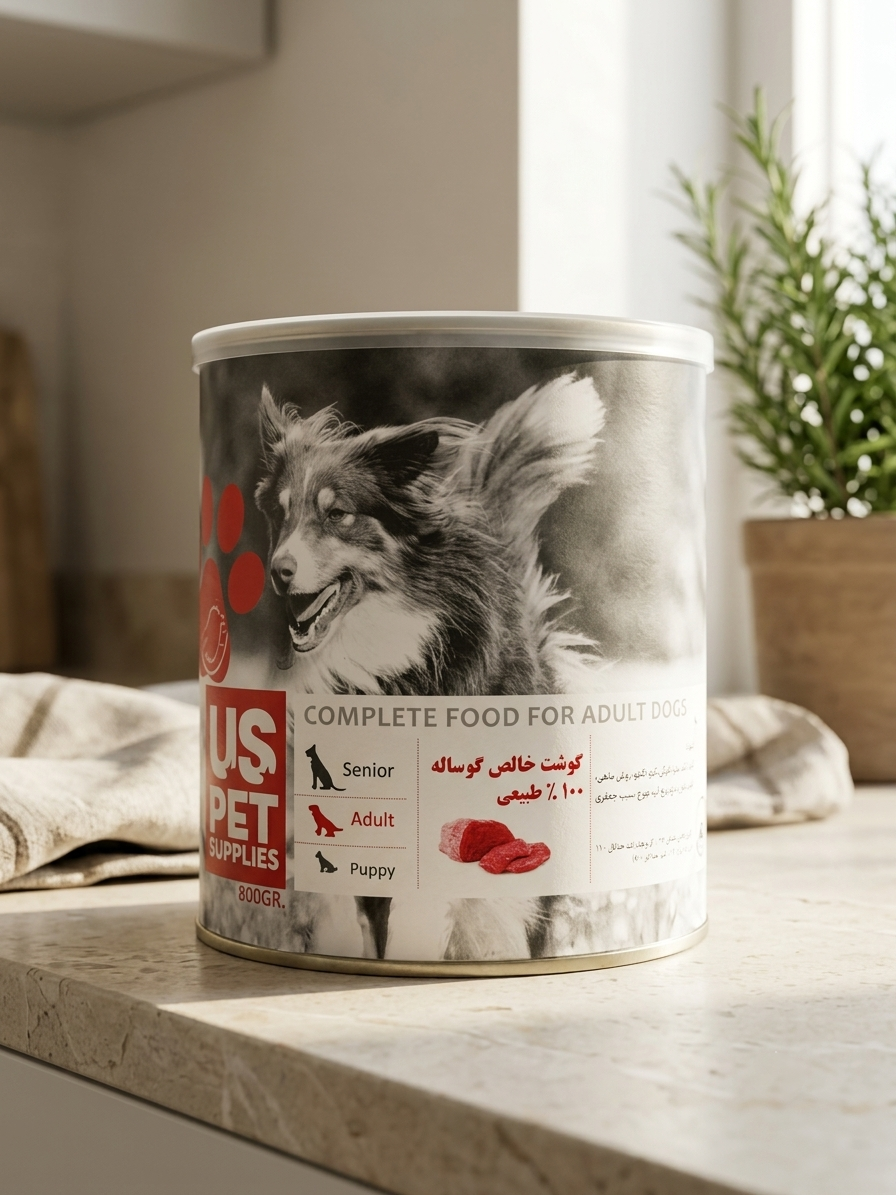 کنسرو سگ یو اس پت گوشت خالص گوساله 800 گرم (US Pet Pure Beef 800g) | غذای مرطوب سگ بالغ با گوشت خالص گوساله