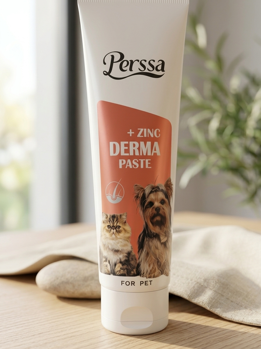 خمیر تقویت پوست و موی پرسا زینک پلاس (+Perssa Derma Paste Zinc) | مکمل تغذیه‌ای سگ و گربه برای تقویت پوست، مو و کاهش ریزش مو